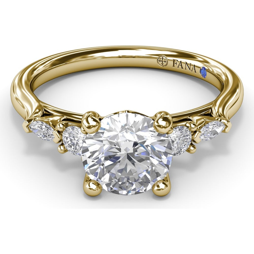 Engagement Ring Setting with Cushion Cut Center and Marquise Diamond Accents by Fana