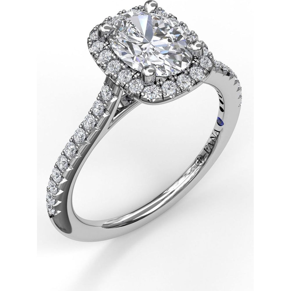 Engagement Ring Setting with Cushion Halo and Pavé Band by Fana - 0.32 Carat Total Diamond Weight