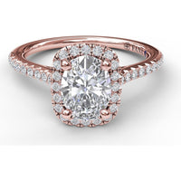 Engagement Ring Setting with Cushion Halo and Pavé Band by Fana - 0.32 Carat Total Diamond Weight