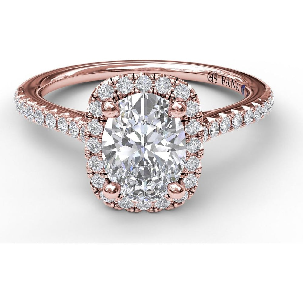 Engagement Ring Setting with Cushion Halo and Pavé Band by Fana - 0.32 Carat Total Diamond Weight