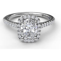 Engagement Ring Setting with Cushion Halo and Pavé Band by Fana - 0.32 Carat Total Diamond Weight