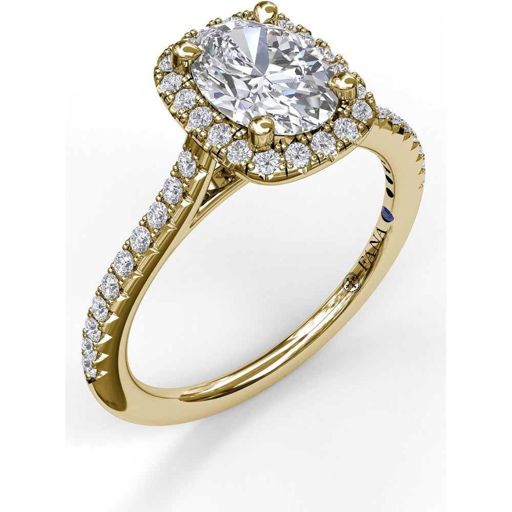 Engagement Ring Setting with Cushion Halo and Pavé Band by Fana - 0.32 Carat Total Diamond Weight