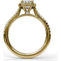 Engagement Ring Setting with Cushion Halo and Pavé Band by Fana - 0.32 Carat Total Diamond Weight