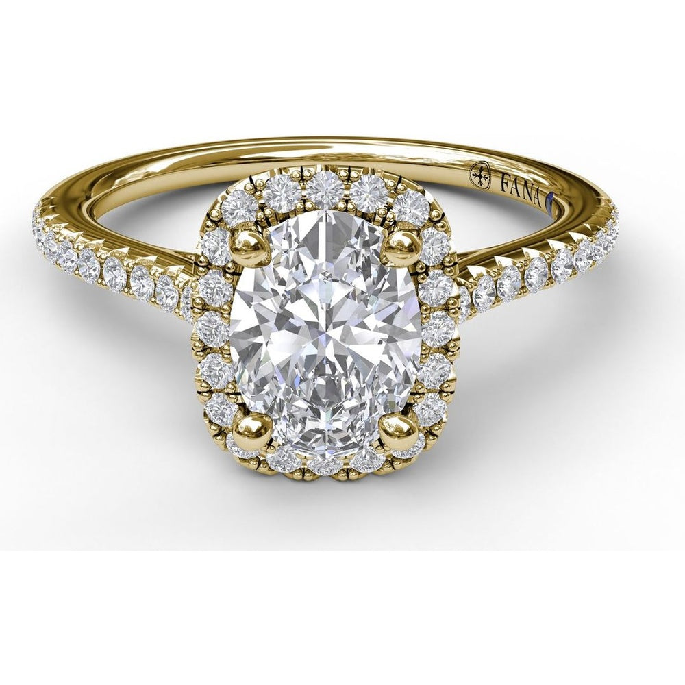 Engagement Ring Setting with Cushion Halo and Pavé Band by Fana - 0.32 Carat Total Diamond Weight