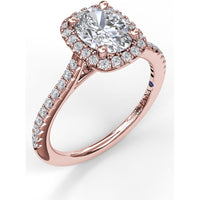 Engagement Ring Setting with Cushion Halo and Pavé Band by Fana - 0.32 Carat Total Diamond Weight