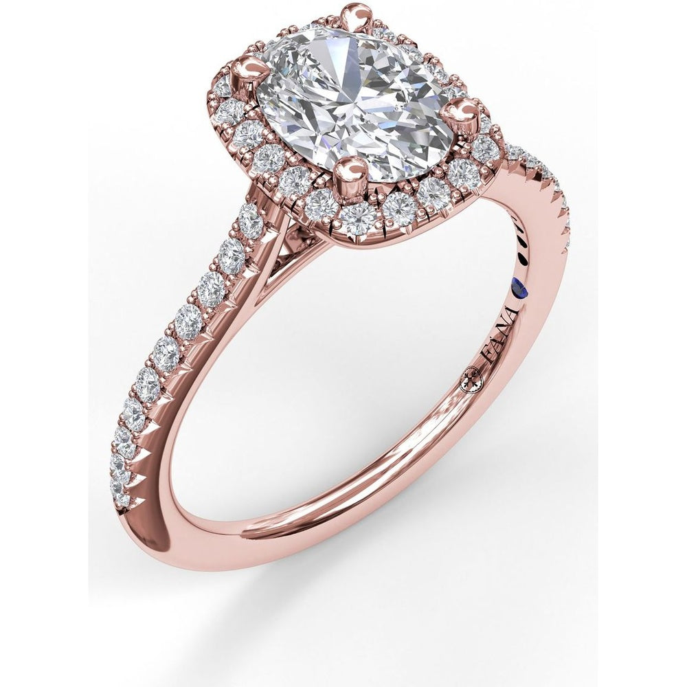 Engagement Ring Setting with Cushion Halo and Pavé Band by Fana - 0.32 Carat Total Diamond Weight