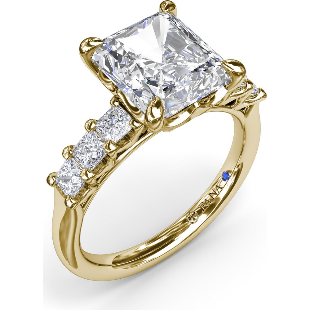 Engagement Ring Setting with Deep V Shared-Prong Princess Cut Side Diamonds - 0.60 Carat Total Side Diamond Weight by Fana