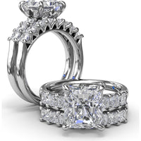 Engagement Ring Setting with Deep V Shared-Prong Princess Cut Side Diamonds - 0.60 Carat Total Side Diamond Weight by Fana