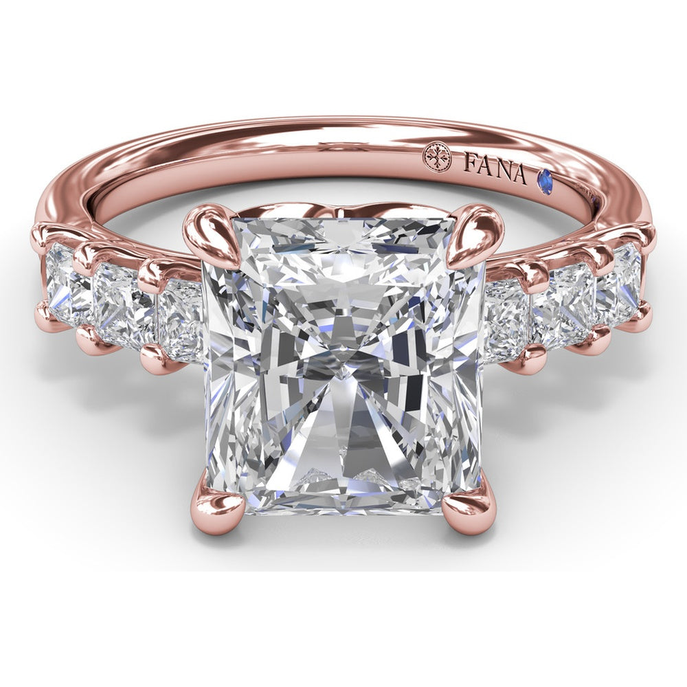 Engagement Ring Setting with Deep V Shared-Prong Princess Cut Side Diamonds - 0.60 Carat Total Side Diamond Weight by Fana