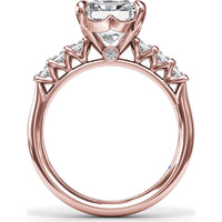 Engagement Ring Setting with Deep V Shared-Prong Princess Cut Side Diamonds - 0.60 Carat Total Side Diamond Weight by Fana