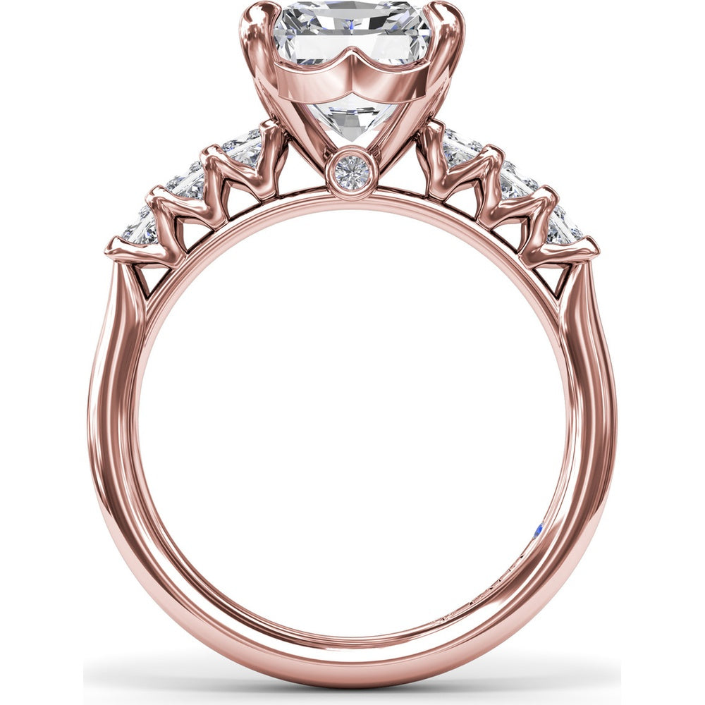 Engagement Ring Setting with Deep V Shared-Prong Princess Cut Side Diamonds - 0.60 Carat Total Side Diamond Weight by Fana
