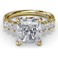 Engagement Ring Setting with Deep V Shared-Prong Princess Cut Side Diamonds - 0.60 Carat Total Side Diamond Weight by Fana