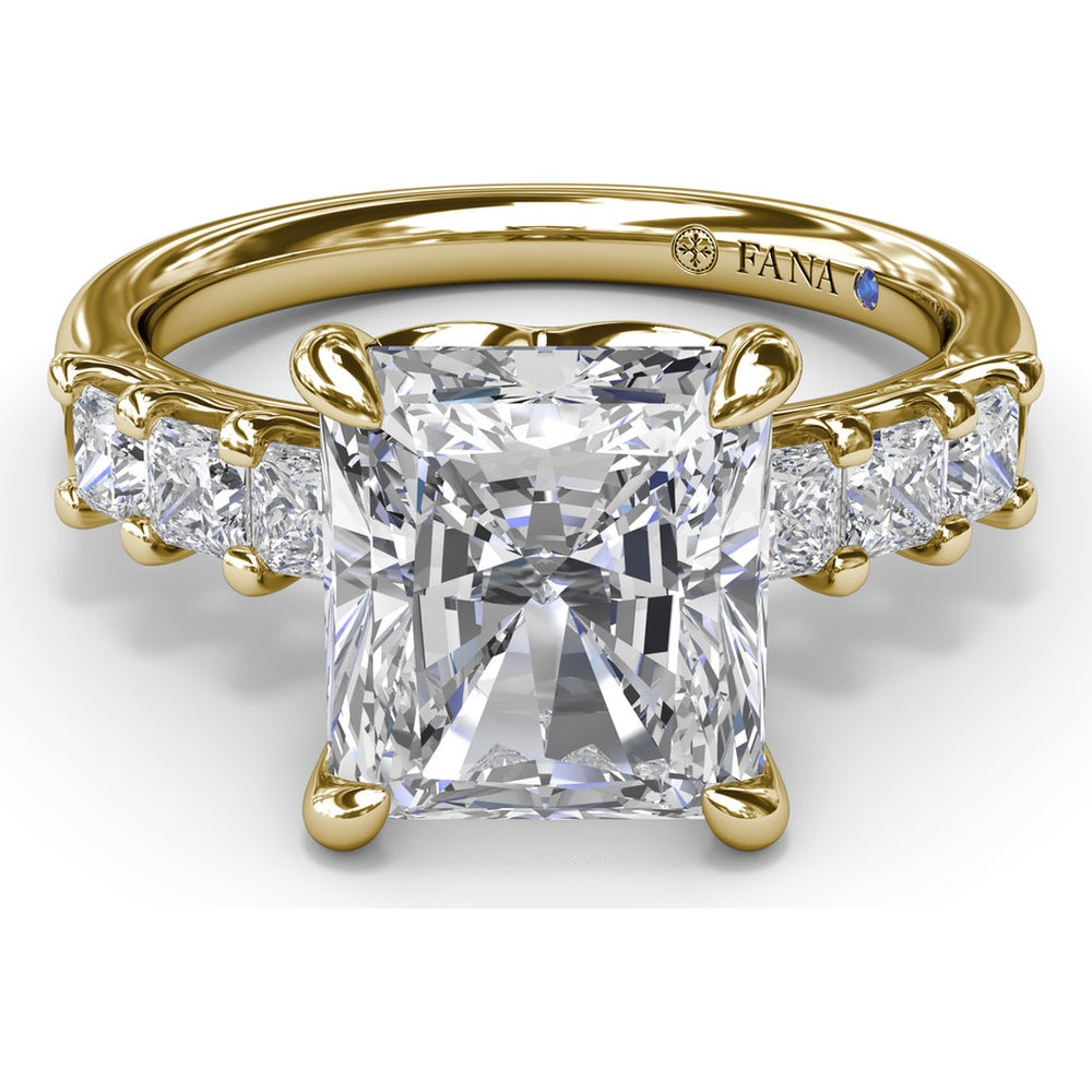 Engagement Ring Setting with Deep V Shared-Prong Princess Cut Side Diamonds - 0.60 Carat Total Side Diamond Weight by Fana