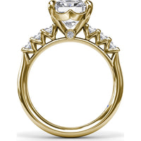 Engagement Ring Setting with Deep V Shared-Prong Princess Cut Side Diamonds - 0.60 Carat Total Side Diamond Weight by Fana