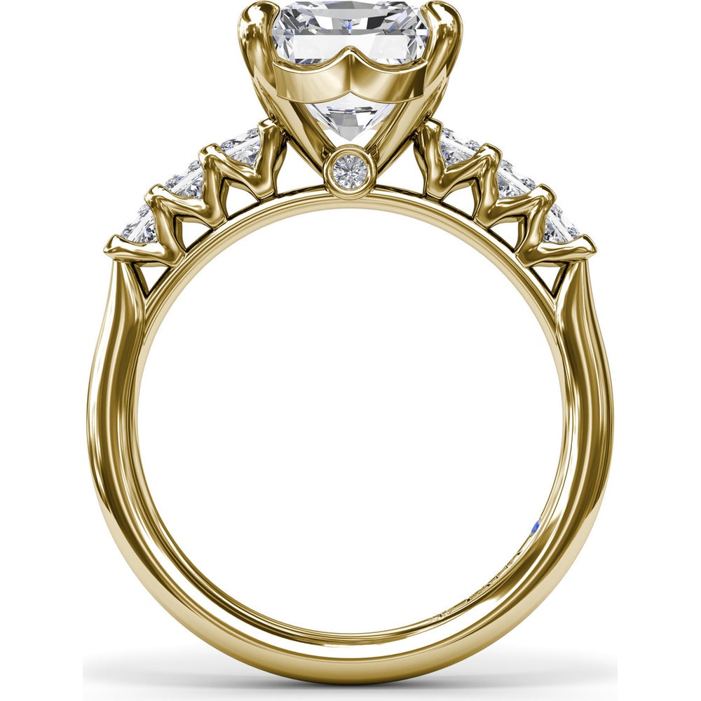 Engagement Ring Setting with Deep V Shared-Prong Princess Cut Side Diamonds - 0.60 Carat Total Side Diamond Weight by Fana