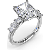 Engagement Ring Setting with Deep V Shared-Prong Princess Cut Side Diamonds - 0.60 Carat Total Side Diamond Weight by Fana