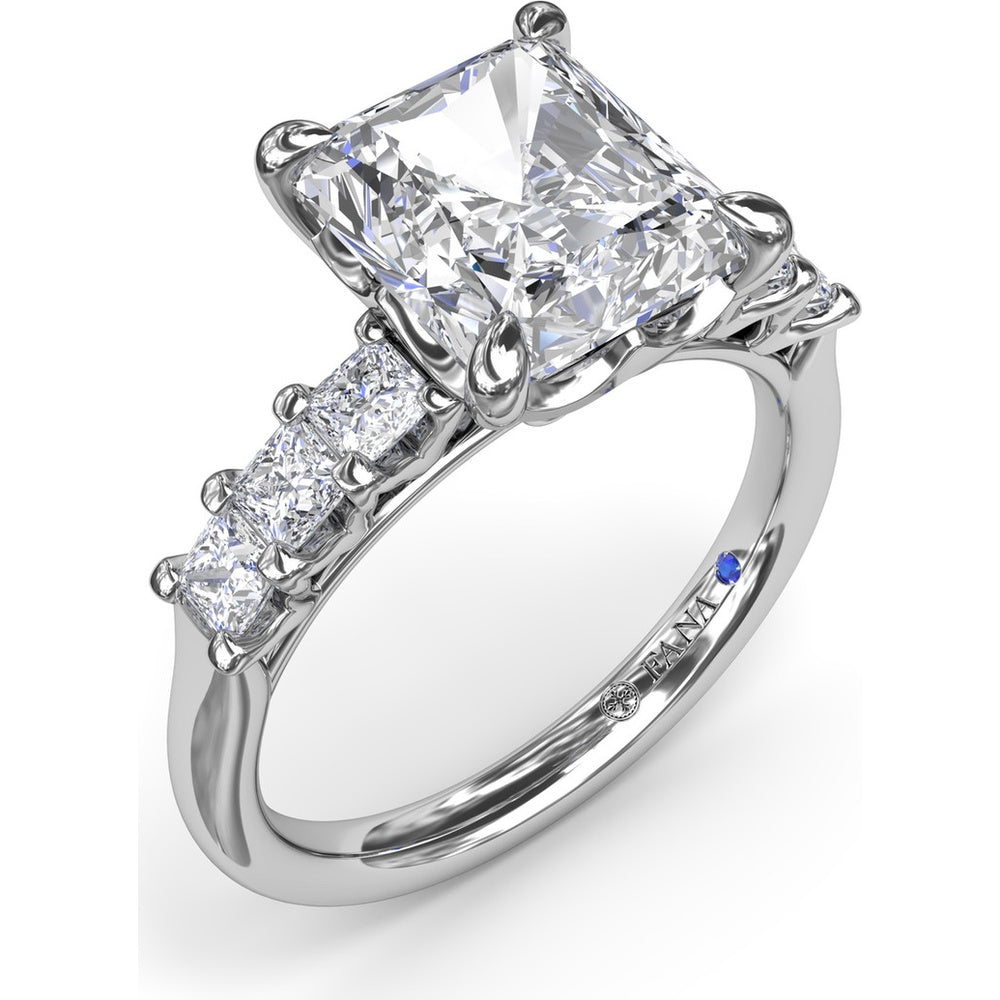 Engagement Ring Setting with Deep V Shared-Prong Princess Cut Side Diamonds - 0.60 Carat Total Side Diamond Weight by Fana