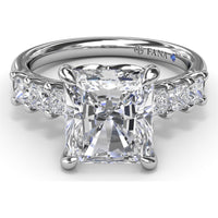 Engagement Ring Setting with Deep V Shared-Prong Princess Cut Side Diamonds - 0.60 Carat Total Side Diamond Weight by Fana