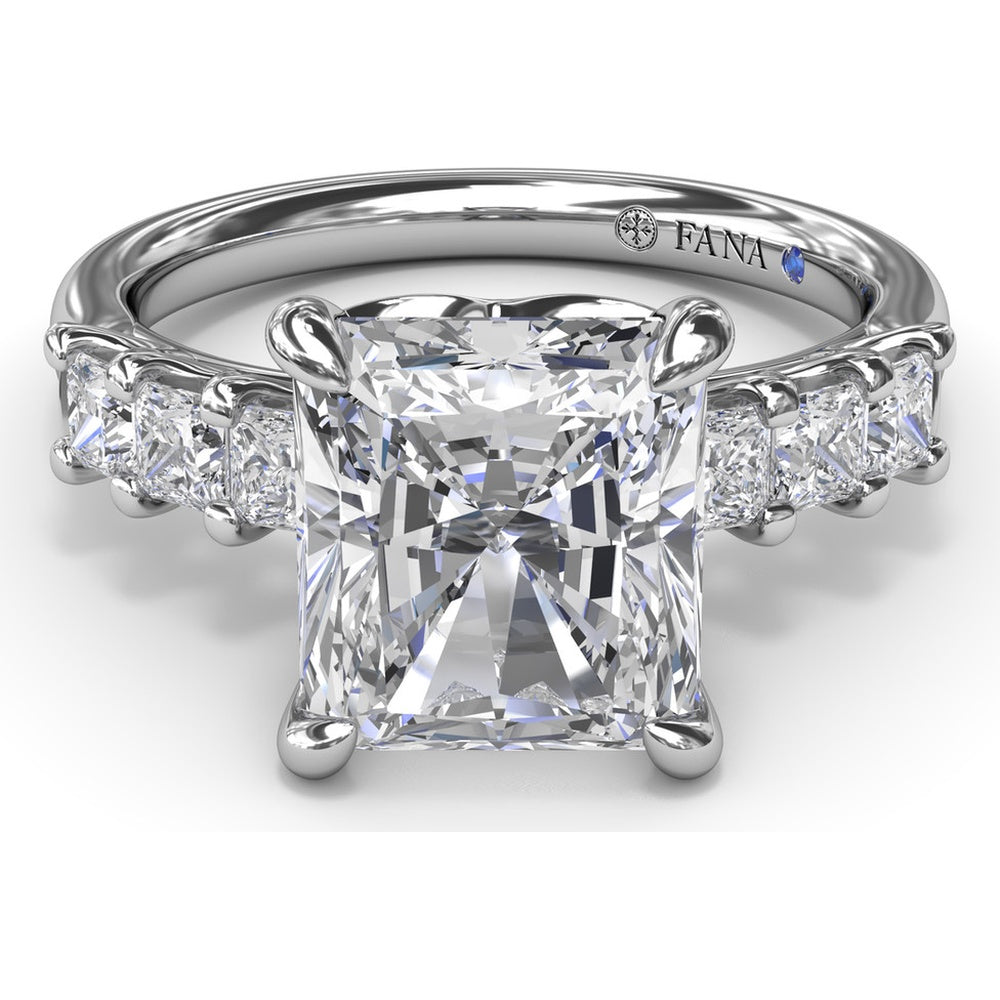 Engagement Ring Setting with Deep V Shared-Prong Princess Cut Side Diamonds - 0.60 Carat Total Side Diamond Weight by Fana