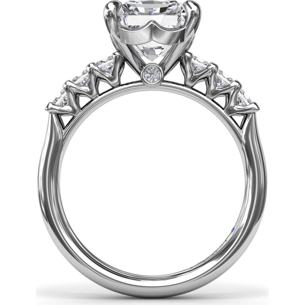 Engagement Ring Setting with Deep V Shared-Prong Princess Cut Side Diamonds - 0.60 Carat Total Side Diamond Weight by Fana