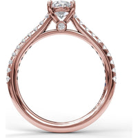 Engagement Ring Setting with Diamond Side Detail and Pavé Band - 0.33 Carat Total Side Diamond Weight by Fana