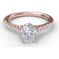 Engagement Ring Setting with Diamond Side Detail and Pavé Band - 0.33 Carat Total Side Diamond Weight by Fana