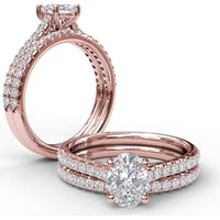 Engagement Ring Setting with Diamond Side Detail and Pavé Band - 0.33 Carat Total Side Diamond Weight by Fana