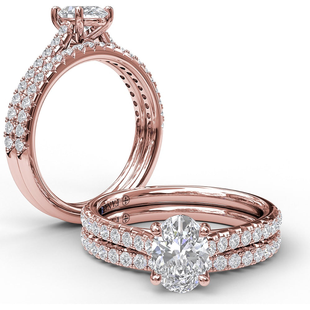 Engagement Ring Setting with Diamond Side Detail and Pavé Band - 0.33 Carat Total Side Diamond Weight by Fana
