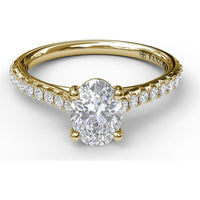 Engagement Ring Setting with Diamond Side Detail and Pavé Band - 0.33 Carat Total Side Diamond Weight by Fana