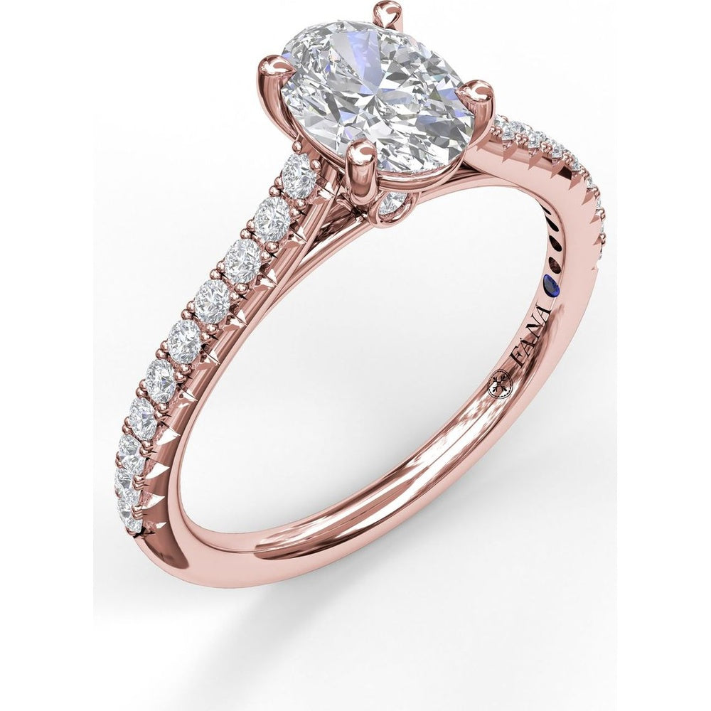 Engagement Ring Setting with Diamond Side Detail and Pavé Band - 0.33 Carat Total Side Diamond Weight by Fana