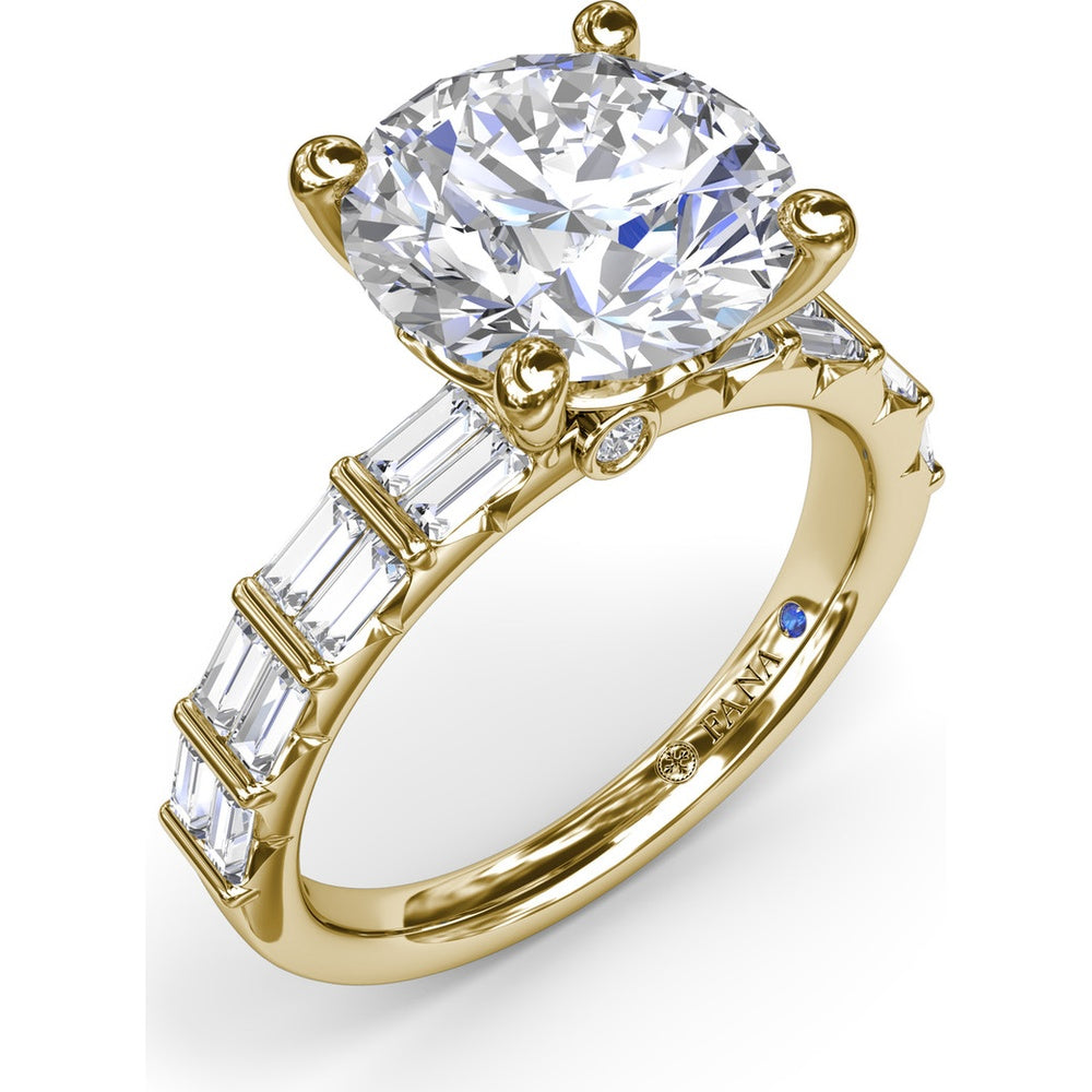 Engagement Ring Setting with Double Row Straight Baguette Diamonds by Fana - 0.82 Carat Total Diamond Weight