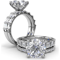 Engagement Ring Setting with Double Row Straight Baguette Diamonds by Fana - 0.82 Carat Total Diamond Weight