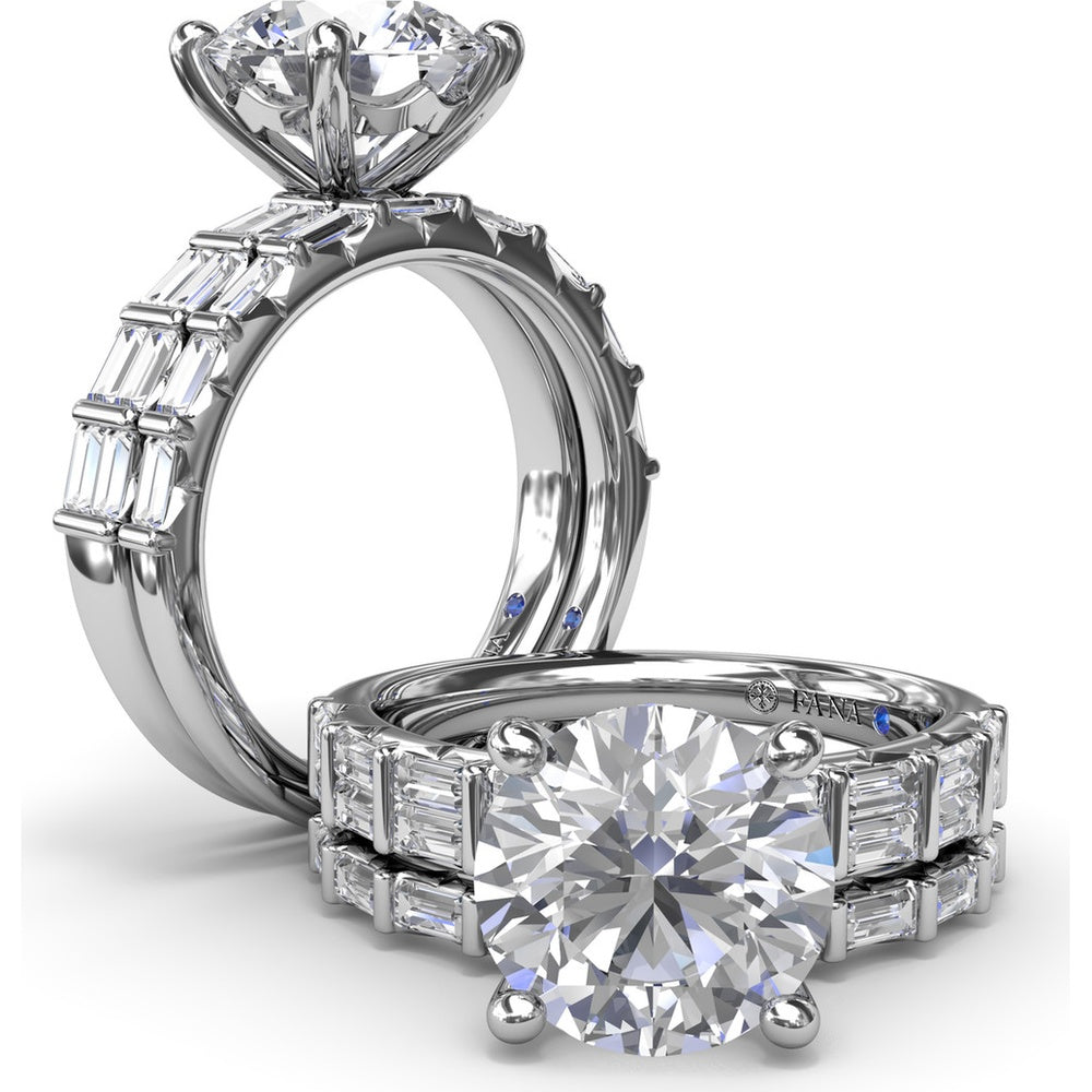 Engagement Ring Setting with Double Row Straight Baguette Diamonds by Fana - 0.82 Carat Total Diamond Weight