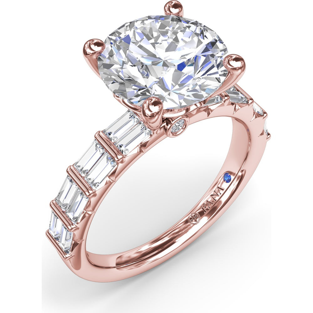 Engagement Ring Setting with Double Row Straight Baguette Diamonds by Fana - 0.82 Carat Total Diamond Weight