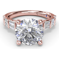Engagement Ring Setting with Double Row Straight Baguette Diamonds by Fana - 0.82 Carat Total Diamond Weight