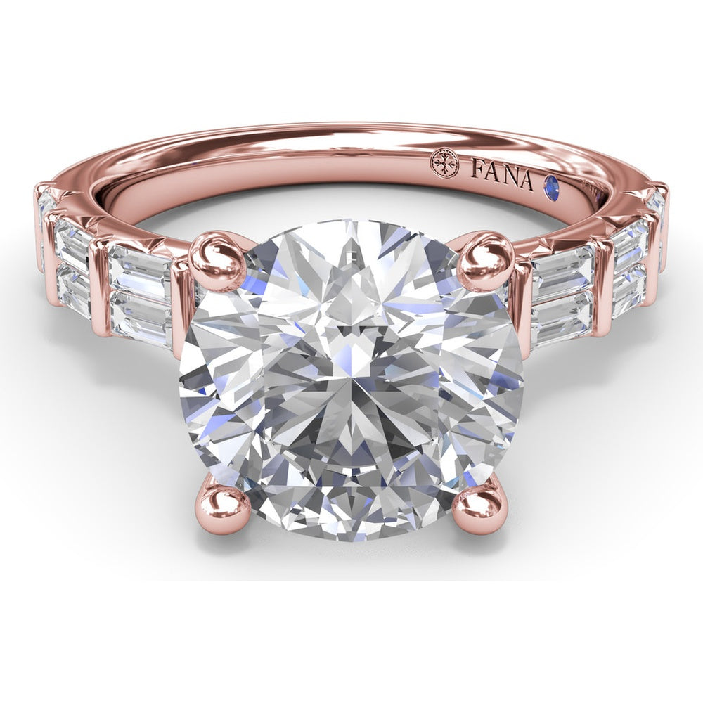 Engagement Ring Setting with Double Row Straight Baguette Diamonds by Fana - 0.82 Carat Total Diamond Weight