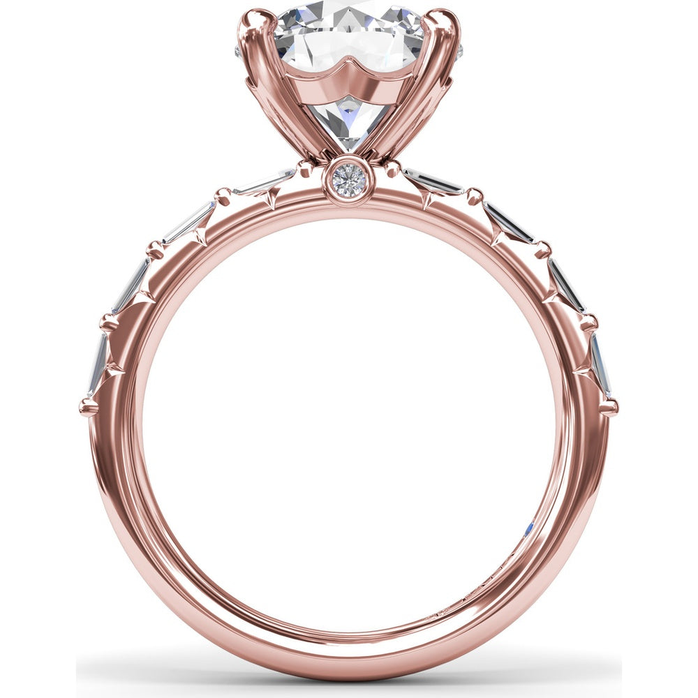 Engagement Ring Setting with Double Row Straight Baguette Diamonds by Fana - 0.82 Carat Total Diamond Weight