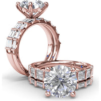 Engagement Ring Setting with Double Row Straight Baguette Diamonds by Fana - 0.82 Carat Total Diamond Weight