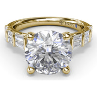Engagement Ring Setting with Double Row Straight Baguette Diamonds by Fana - 0.82 Carat Total Diamond Weight