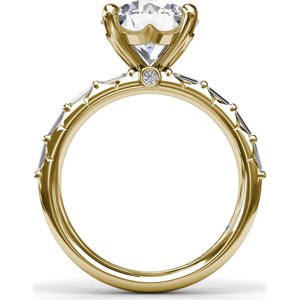Engagement Ring Setting with Double Row Straight Baguette Diamonds by Fana - 0.82 Carat Total Diamond Weight