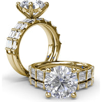 Engagement Ring Setting with Double Row Straight Baguette Diamonds by Fana - 0.82 Carat Total Diamond Weight