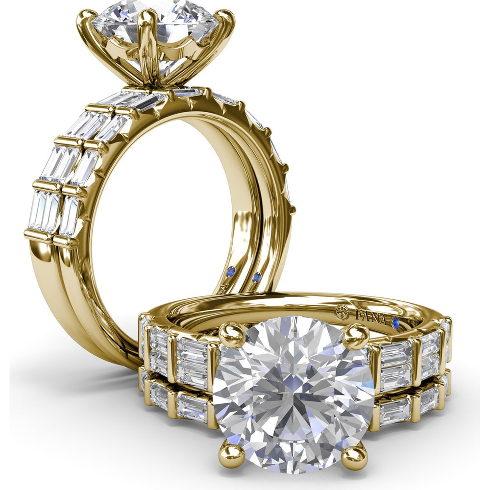 Engagement Ring Setting with Double Row Straight Baguette Diamonds by Fana - 0.82 Carat Total Diamond Weight