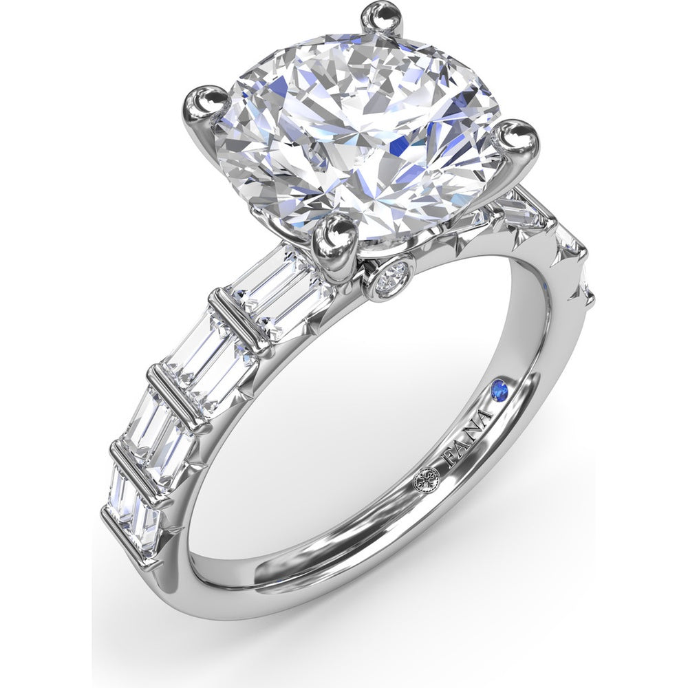 Engagement Ring Setting with Double Row Straight Baguette Diamonds by Fana - 0.82 Carat Total Diamond Weight