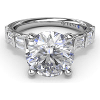 Engagement Ring Setting with Double Row Straight Baguette Diamonds by Fana - 0.82 Carat Total Diamond Weight