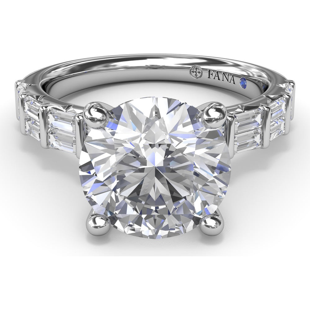 Engagement Ring Setting with Double Row Straight Baguette Diamonds by Fana - 0.82 Carat Total Diamond Weight