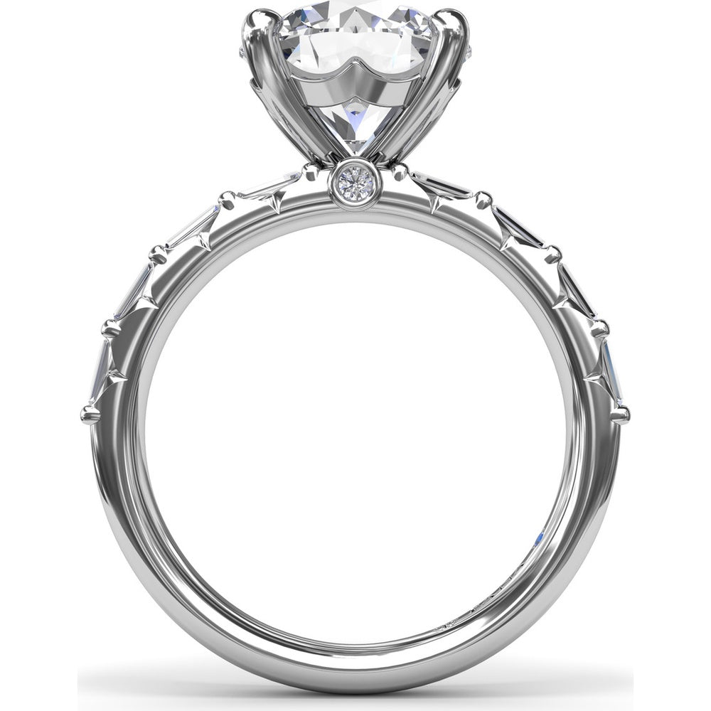 Engagement Ring Setting with Double Row Straight Baguette Diamonds by Fana - 0.82 Carat Total Diamond Weight