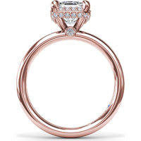 Engagement Ring Setting with Emerald Cut Halo and Pavé Diamonds by Fana - 0.22 Carat Total Diamond Weight