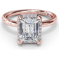 Engagement Ring Setting with Emerald Cut Halo and Pavé Diamonds by Fana - 0.22 Carat Total Diamond Weight