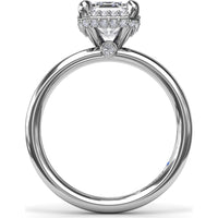 Engagement Ring Setting with Emerald Cut Halo and Pavé Diamonds by Fana - 0.22 Carat Total Diamond Weight