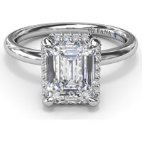 Engagement Ring Setting with Emerald Cut Halo and Pavé Diamonds by Fana - 0.22 Carat Total Diamond Weight